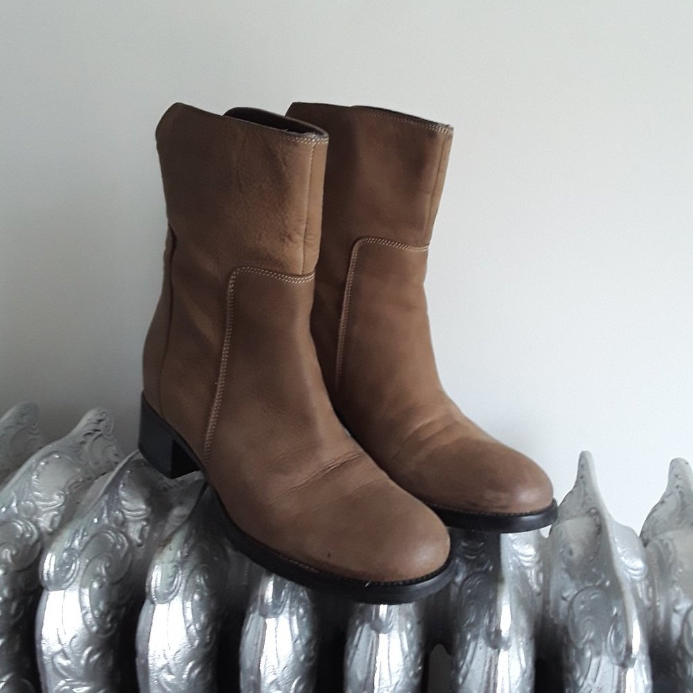 Andre Studio Brown Leather Short Riding Boots Handmade Size EU 38 / US 7 - 7.5